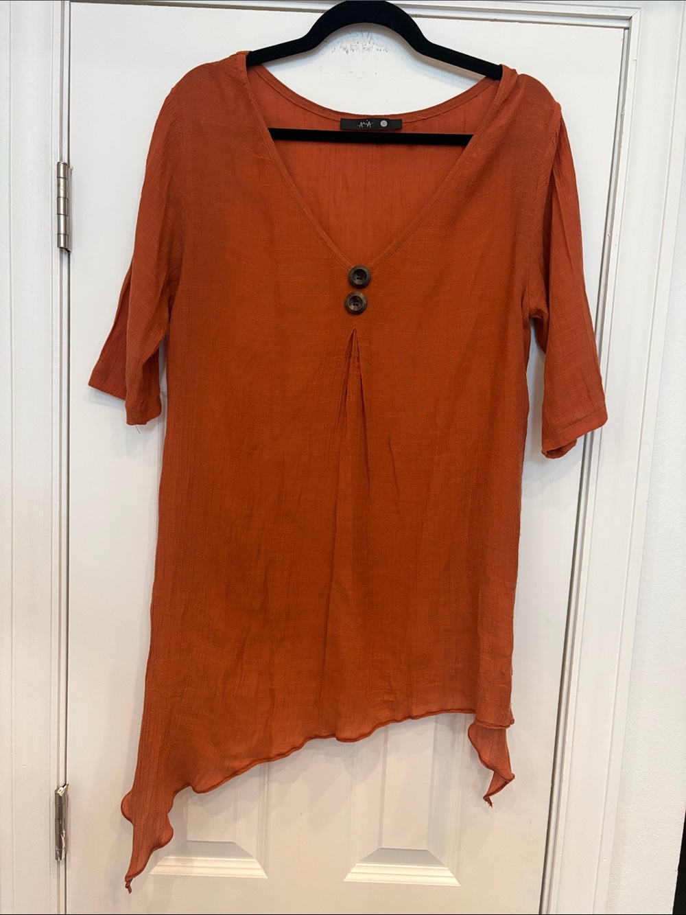Aria V-Neck Tunic with Button Accent